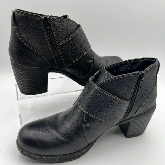 BOC Born Concept Womens10 Brown Pebbled Leather Double Buckle Heeled Zip Bootie - Picture 16 of 16